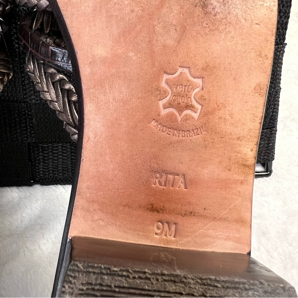 BRIGHTON Rita Woven Leather Slides Size 9N - Picture 9 of 12